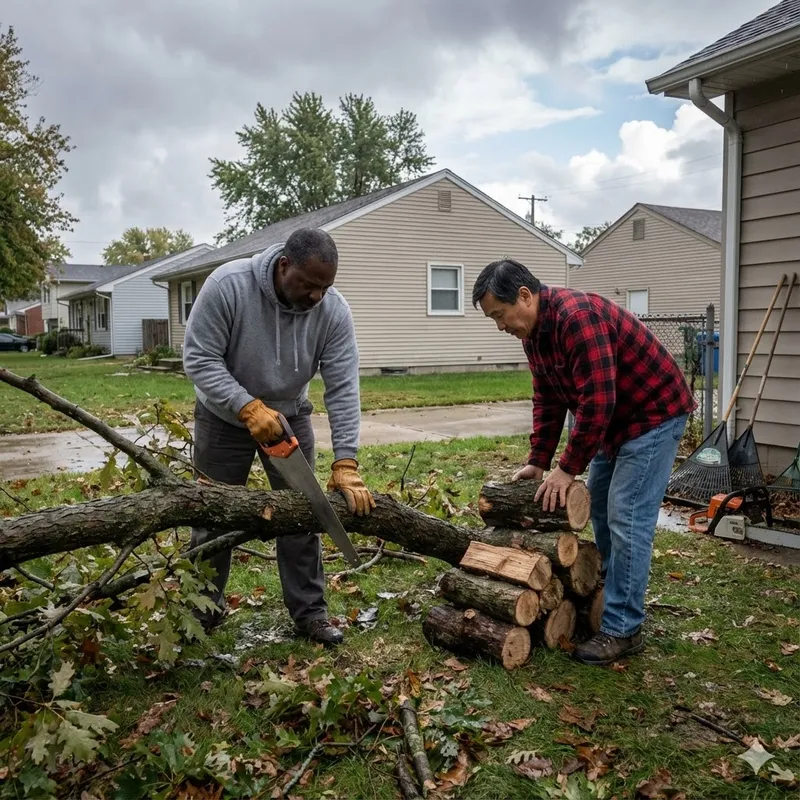 Community volunteers sharing resources